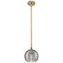 1_Crown Point Athens Deco Swirl 6"W Brass Stem Pendant w/ Smoke Shade