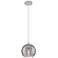 Crown Point Athens Deco Swirl 6"W Satin Nickel Cord Pendant w/ Smoke Shade