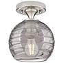 1_Crown Point Athens Deco Swirl 6"W Satin Nickel Flush Mount w/ Smoke Shade