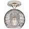 Crown Point Athens Deco Swirl 6"W Satin Nickel Flush Mount w/ Smoke Shade