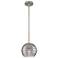 Crown Point Athens Deco Swirl 6"W Satin Nickel Stem Pendant w/ Smoke Shade