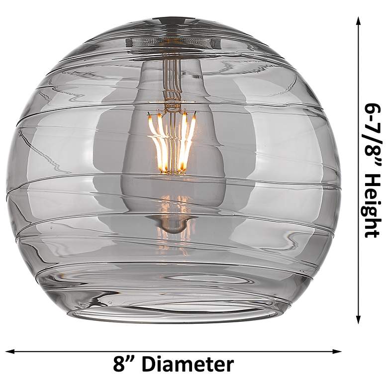 Image 2 Crown Point Athens Deco Swirl 8"W Black Flush Mount w/ Smoke Shade more views