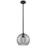 Crown Point Athens Deco Swirl 8"W Black Stem Pendant w/ Smoke Shade