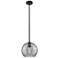 Crown Point Athens Deco Swirl 8"W Black Stem Pendant w/ Smoke Shade