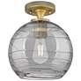 1_Crown Point Athens Deco Swirl 8"W Brass Flush Mount w/ Smoke Shade