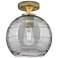 Crown Point Athens Deco Swirl 8"W Brass Flush Mount w/ Smoke Shade