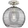 1_Crown Point Athens Deco Swirl 8"W Nickel Flush Mount w/ Smoke Shade
