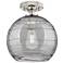 Crown Point Athens Deco Swirl 8"W Nickel Flush Mount w/ Smoke Shade