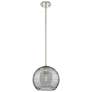 Crown Point Athens Deco Swirl 8"W Nickel Stem Pendant w/ Smoke Shade