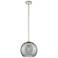 Crown Point Athens Deco Swirl 8"W Nickel Stem Pendant w/ Smoke Shade