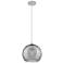 Crown Point Athens Deco Swirl 8"W Satin Nickel Cord Pendant w/ Smoke Shade