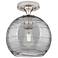 Crown Point Athens Deco Swirl 8"W Satin Nickel Flush Mount w/ Smoke Shade