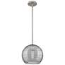 Crown Point Athens Deco Swirl 8"W Satin Nickel Stem Pendant w/ Smoke Shade