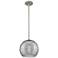 Crown Point Athens Deco Swirl 8"W Satin Nickel Stem Pendant w/ Smoke Shade