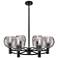 Crown Point Athens Swirl 26"W 6-Lt Black Stem Chandelier w/ Smoke Shade