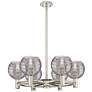 1_Crown Point Athens Swirl 26"W 6-Lt Nickel Stem Chandelier w/ Smoke Shade