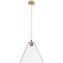 1_Crown Point Berkshire 12"W Brushed Brass Cord Pendant With Clear Shade