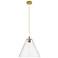 Crown Point Berkshire 12"W Brushed Brass Cord Pendant With Clear Shade