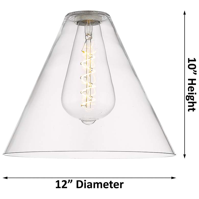 Image 2 Crown Point Berkshire 12"W Brushed Brass Cord Pendant With Clear Shade more views