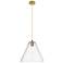 Crown Point Berkshire 12"W Brushed Brass Cord Pendant With Seedy Shade