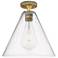 Crown Point Berkshire 12"W Brushed Brass Flush Mount With Seedy Shade