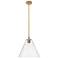 Crown Point Berkshire 12"W Brushed Brass Stem Pendant With Clear Shade