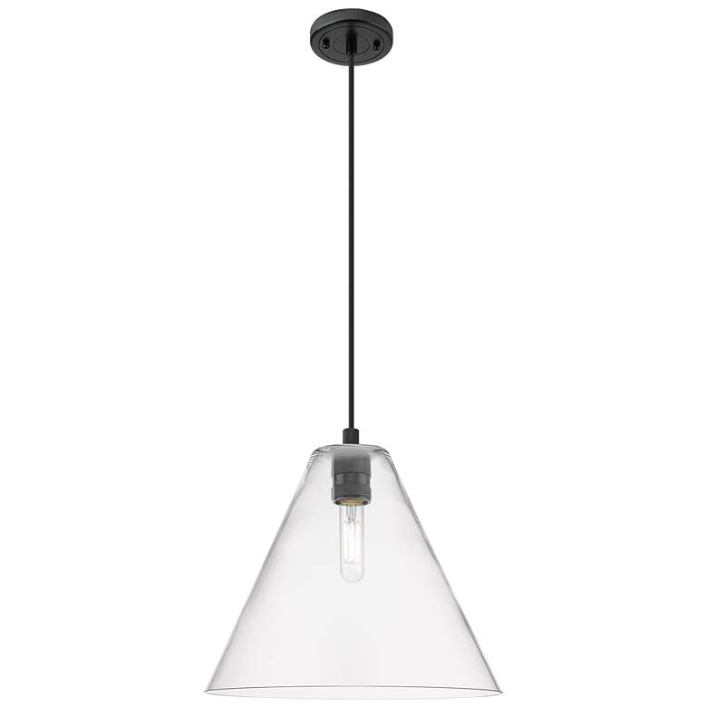 Image 1 Crown Point Berkshire 12"W Matte Black Cord Pendant With Clear Shade