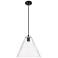 Crown Point Berkshire 12"W Matte Black Cord Pendant With Clear Shade