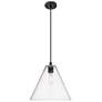 Crown Point Berkshire 12"W Matte Black Cord Pendant With Seedy Shade