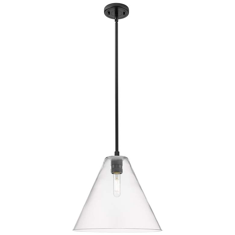 Image 1 Crown Point Berkshire 12"W Matte Black Stem Pendant With Clear Shade