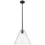 Crown Point Berkshire 12"W Matte Black Stem Pendant With Clear Shade