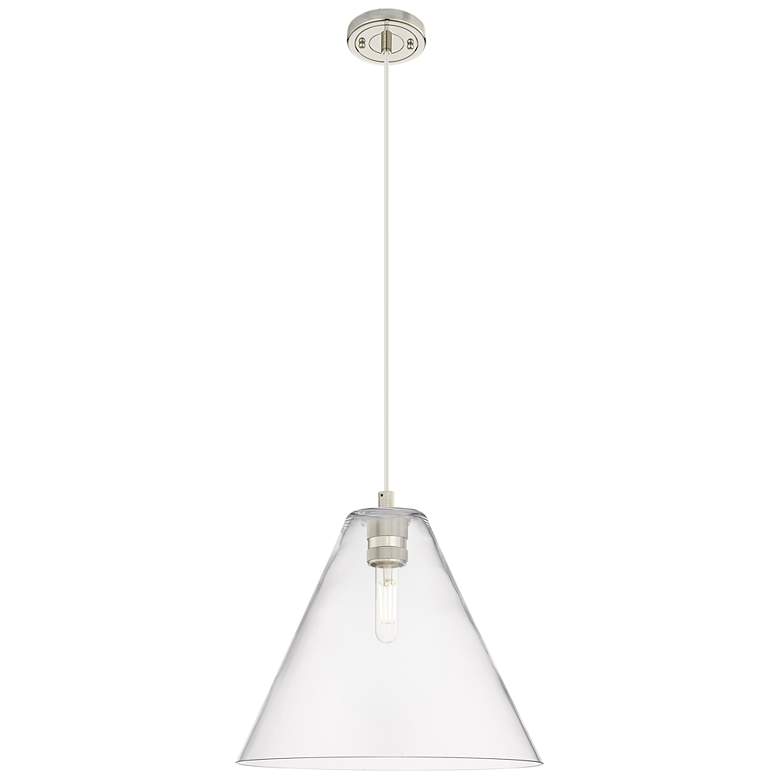 Image 1 Crown Point Berkshire 12"W Polished Nickel Cord Pendant w/ Clear Shade