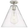 1_Crown Point Berkshire 12"W Polished Nickel Flush Mount With Clear Shade