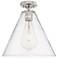 Crown Point Berkshire 12"W Polished Nickel Flush Mount With Clear Shade