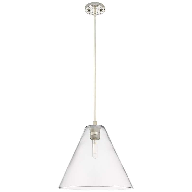 Image 1 Crown Point Berkshire 12"W Polished Nickel Stem Pendant w/ Clear Shade