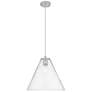 Crown Point Berkshire 12"W Satin Nickel Cord Pendant With Clear Shade