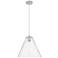 Crown Point Berkshire 12"W Satin Nickel Cord Pendant With Clear Shade
