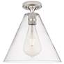 1_Crown Point Berkshire 12"W Satin Nickel Flush Mount With Clear Shade