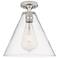 Crown Point Berkshire 12"W Satin Nickel Flush Mount With Clear Shade