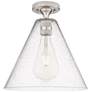 1_Crown Point Berkshire 12"W Satin Nickel Flush Mount With Seedy Shade