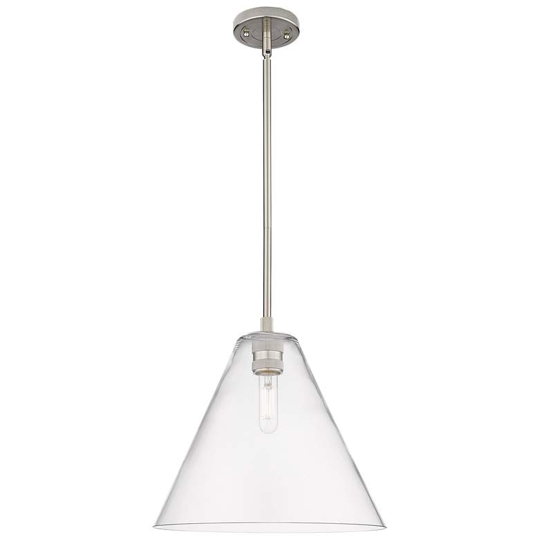Image 1 Crown Point Berkshire 12"W Satin Nickel Stem Pendant With Clear Shade