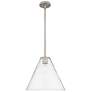 Crown Point Berkshire 12"W Satin Nickel Stem Pendant With Clear Shade