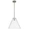 Crown Point Berkshire 12"W Satin Nickel Stem Pendant With Clear Shade