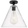 1_Crown Point Berkshire 12" Wide Matte Black Flush Mount With Clear Shade
