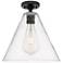 Crown Point Berkshire 12" Wide Matte Black Flush Mount With Clear Shade