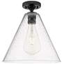 1_Crown Point Berkshire 12" Wide Matte Black Flush Mount With Seedy Shade