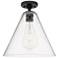 Crown Point Berkshire 12" Wide Matte Black Flush Mount With Seedy Shade