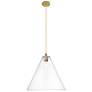 1_Crown Point Berkshire 16"W Brushed Brass Cord Pendant With Clear Shade
