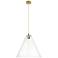 Crown Point Berkshire 16"W Brushed Brass Cord Pendant With Clear Shade