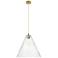 Crown Point Berkshire 16"W Brushed Brass Cord Pendant With Seedy Shade